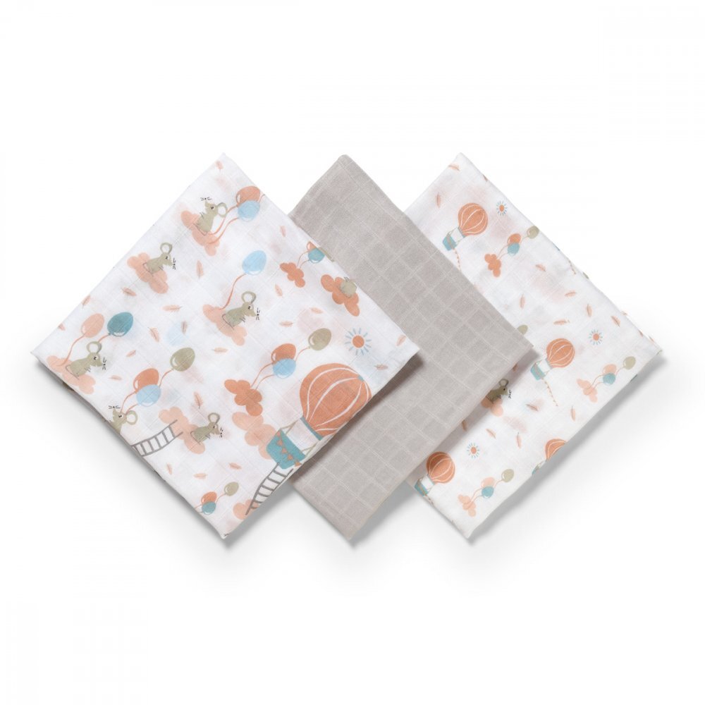BABYONO Set 3 scutece din bumbac si bambus Baby Ono Bamboo 09 gri