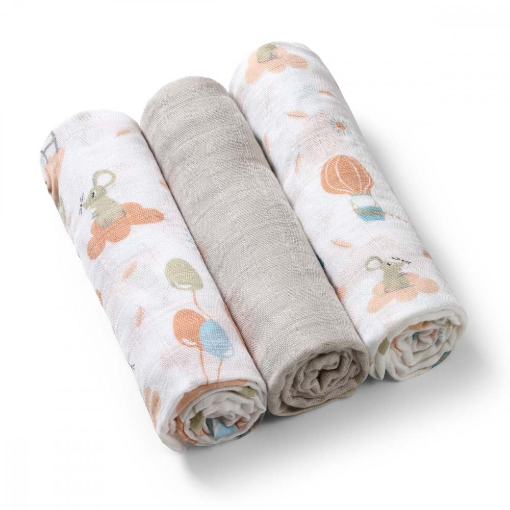BABYONO Set 3 scutece din bumbac si bambus Baby Ono Bamboo 09 gri
