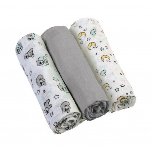 BABYONO Set 3 scutece din muselina super soft 34801 din bumbac 70x70 cm