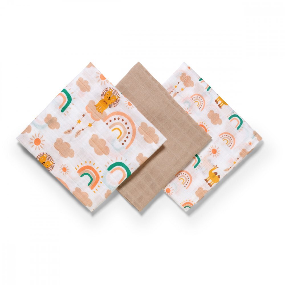 BABYONO Set 3 scutece din muselina super soft 34808 din bumbac 70x70 cm