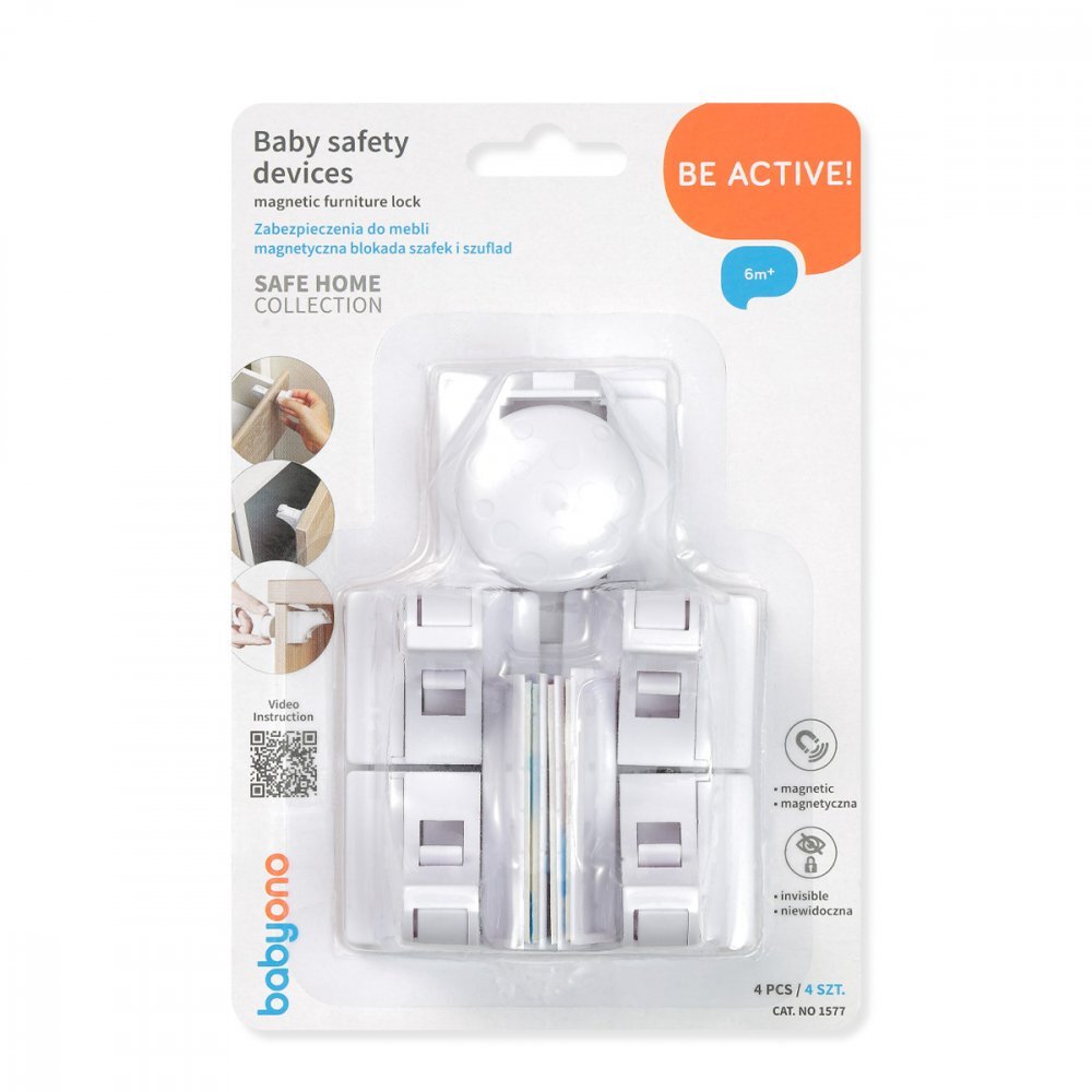 BABYONO Set 4 dispozitive de siguranta pentru bebelusi incuietoare magnetica pentru mobila