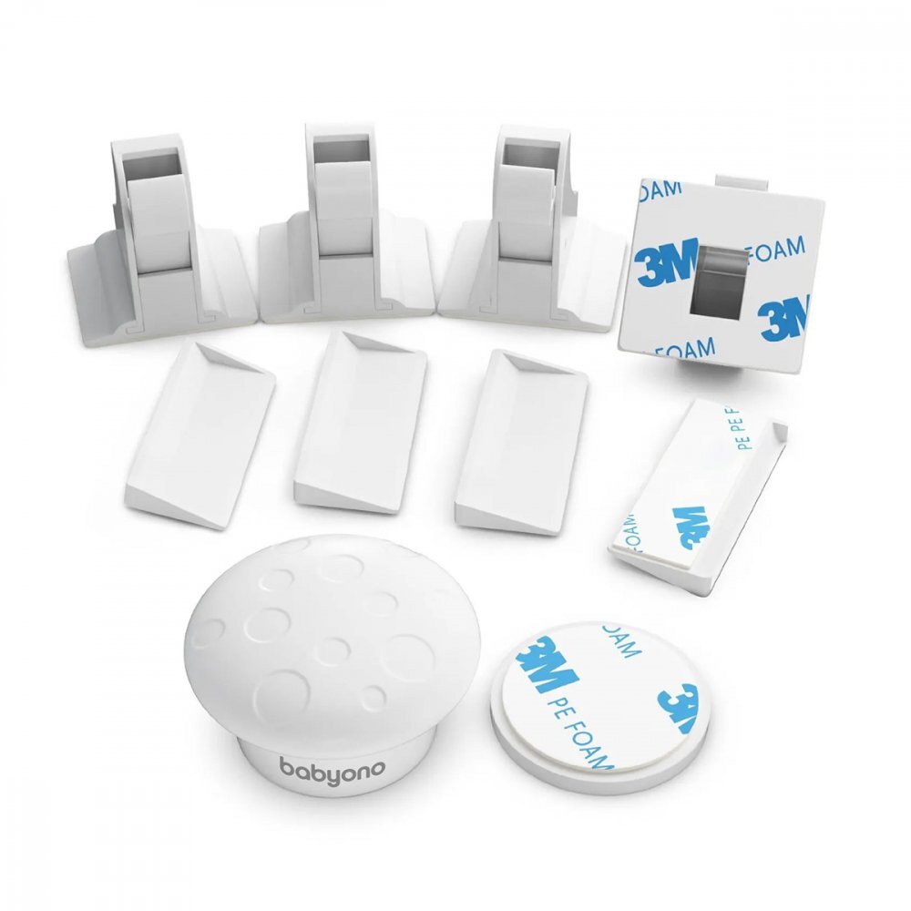 BABYONO Set 4 dispozitive de siguranta pentru bebelusi incuietoare magnetica pentru mobila