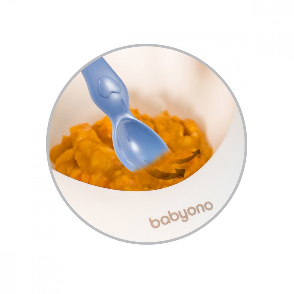 BABYONO Set castron si lingurita albastru inchis