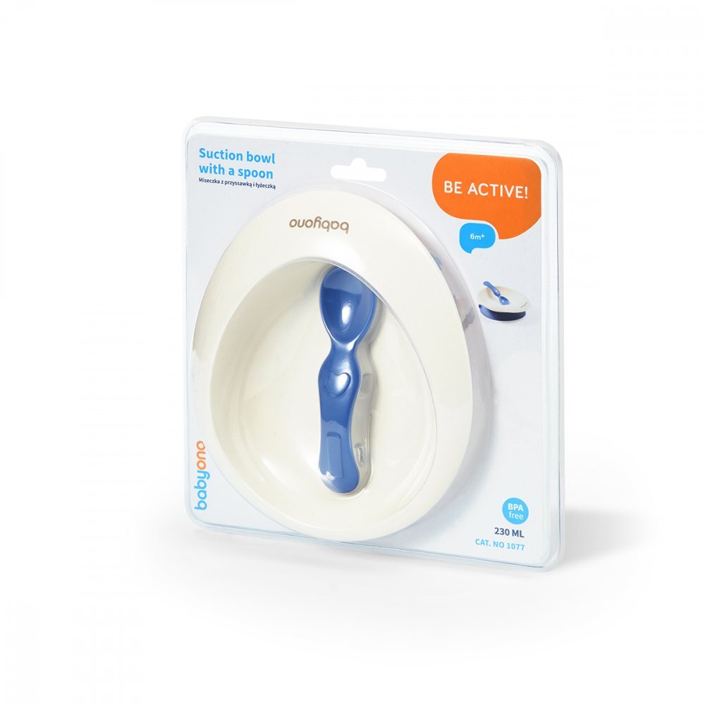 BABYONO Set castron si lingurita albastru inchis