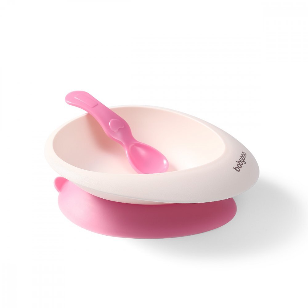 BABYONO Set castron si lingurita roz
