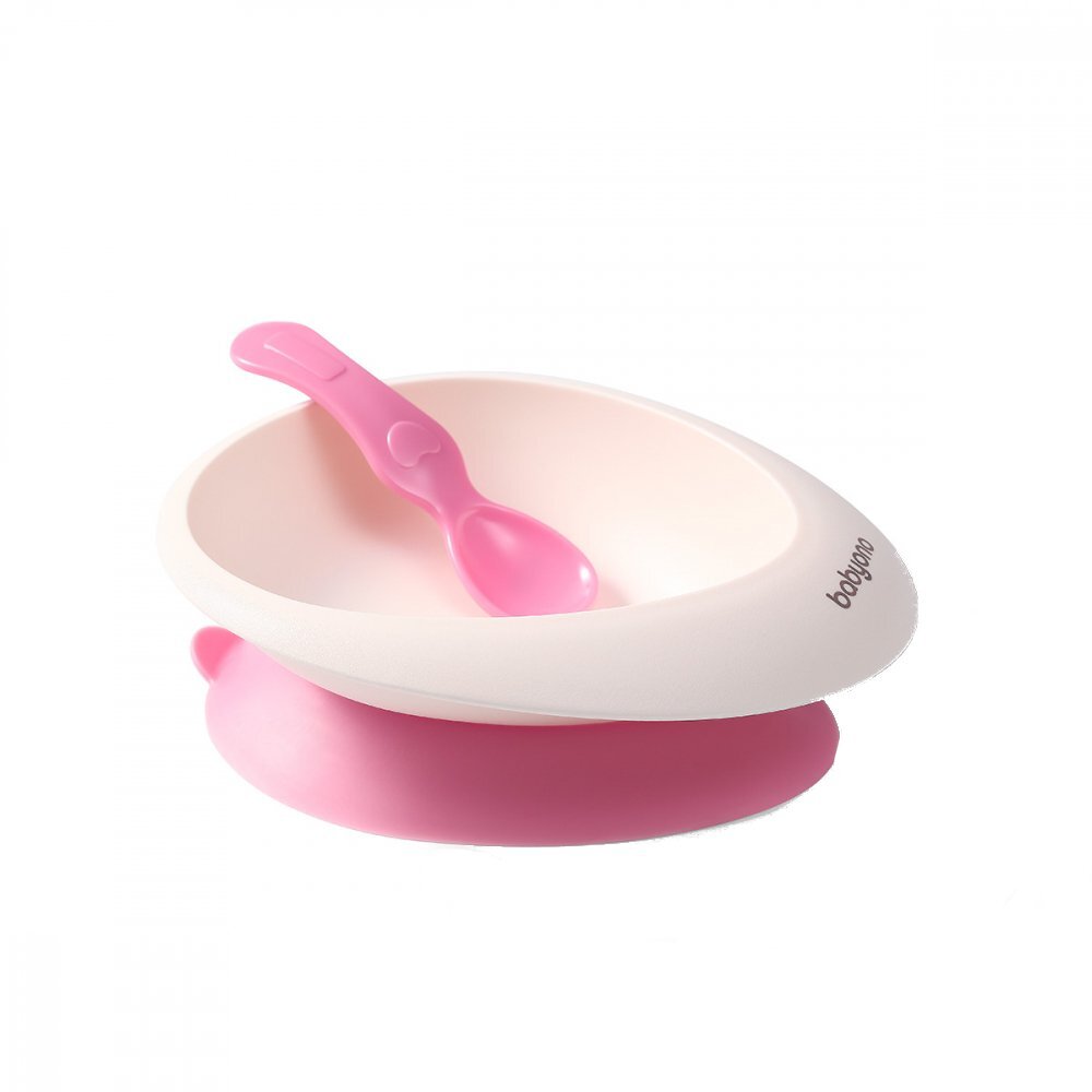 BABYONO Set castron si lingurita roz