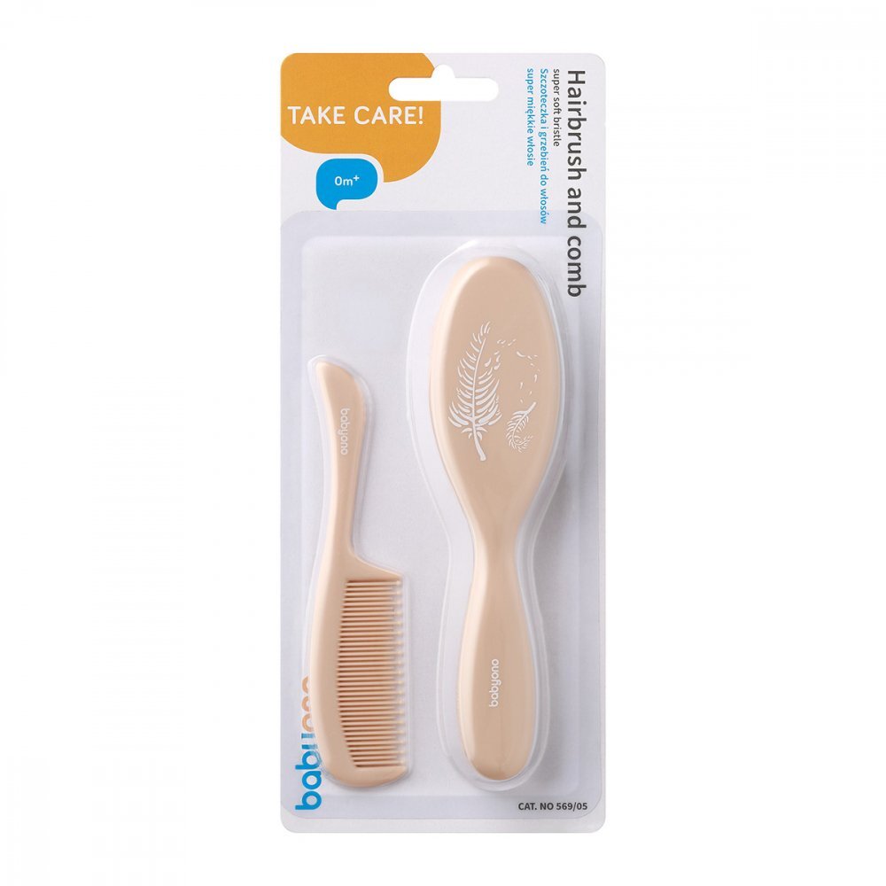BABYONO Set perie cu peri moi si pieptene Bej