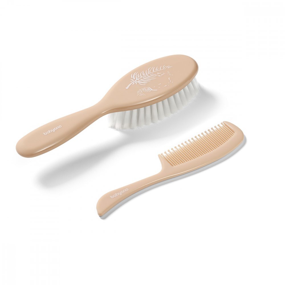 BABYONO Set perie cu peri moi si pieptene Bej