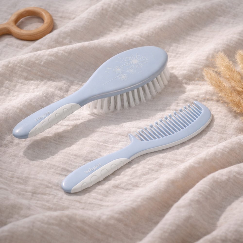 BABYONO Set perie si pieptan pentru copii Alb