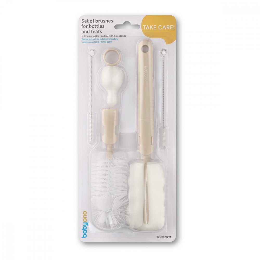 BABYONO Set perii pentru biberon si tetina bej
