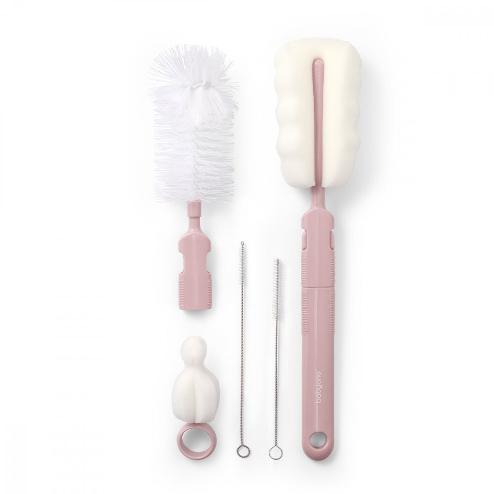 BABYONO Set perii pentru biberon si tetina roz deschis