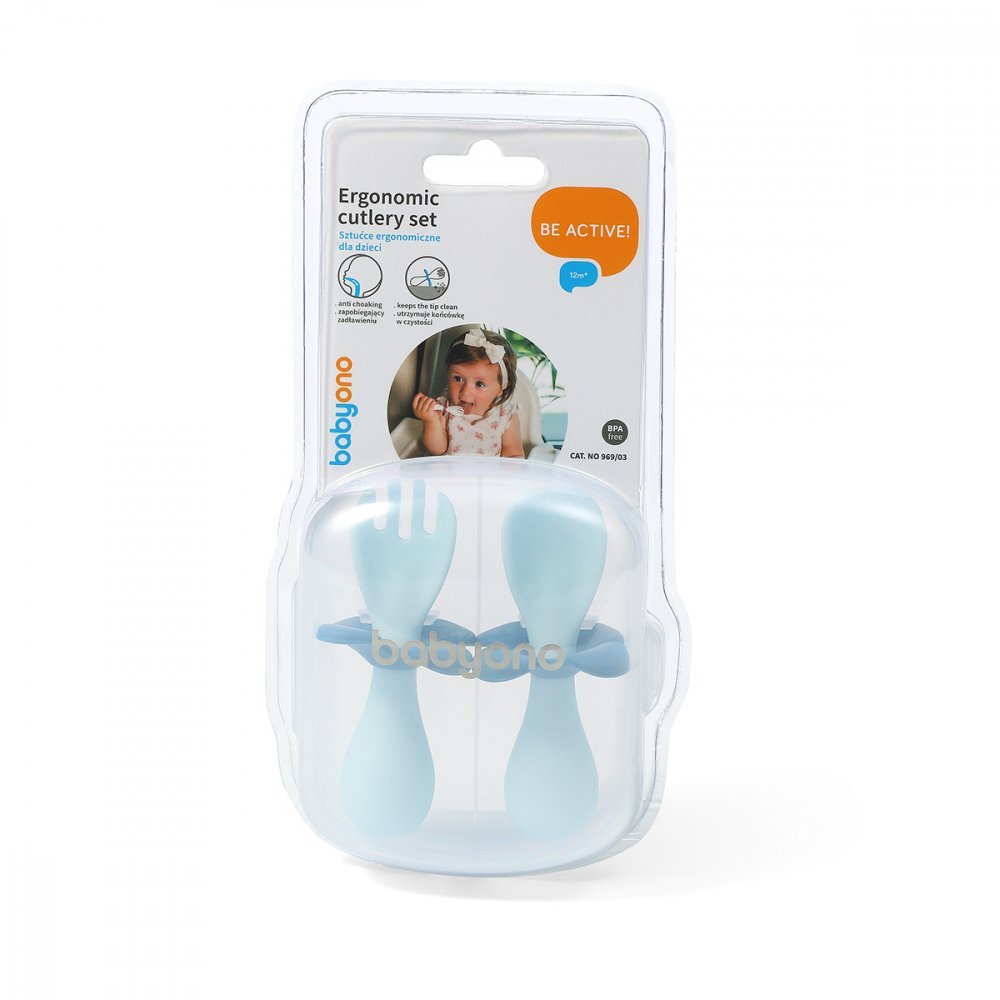 BABYONO Set tacamuri Baby Ono ergonomice albastru