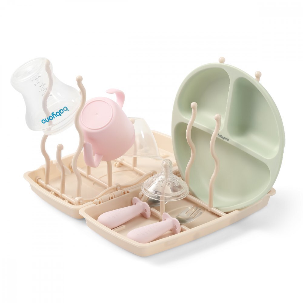 BABYONO Suport pentru uscarea biberoanelor si accesoriilor Baby Ono Bej