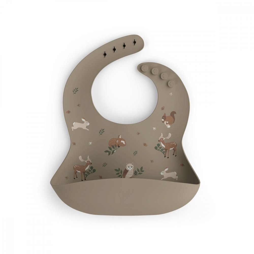 BabySteps Baveta ajustabila din silicon cu buzunar Animals Garden
