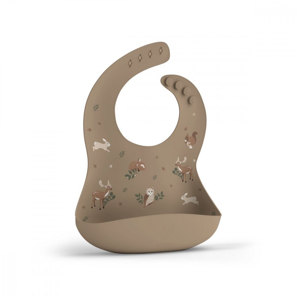 BabySteps Baveta ajustabila din silicon cu buzunar Animals Garden