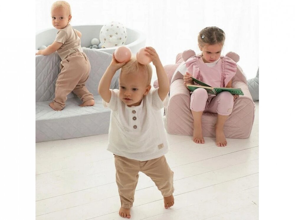BabySteps Canapea pentru copii cu buzunare Gri velvet
