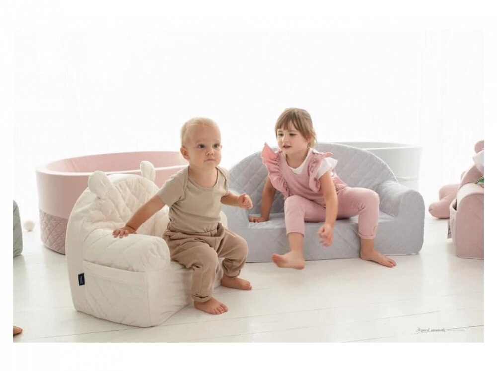 BabySteps Canapea pentru copii cu buzunare Gri velvet