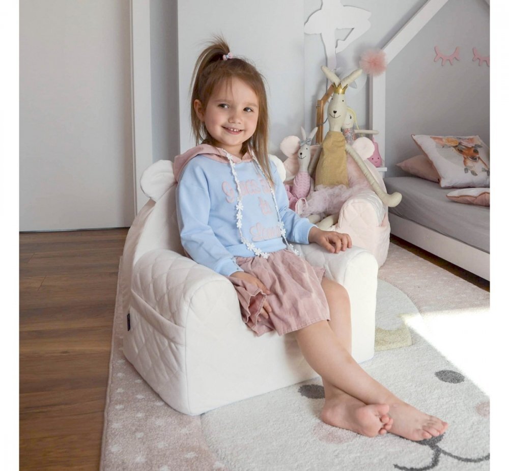 BabySteps Fotoliu pentru copii cu spatar catifea Velvet Ursulet Teddy Mint