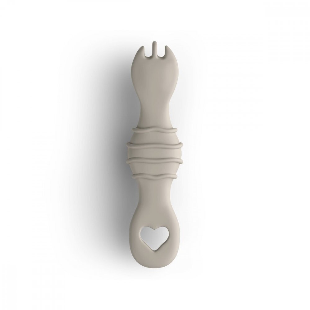 BabySteps Furculita si lingura 2 in 1 din silicon alimentar fara BPA BPS PVC si ftalati Cream