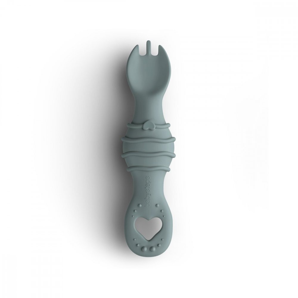 BabySteps Furculita si lingura 2 in 1 din silicon alimentar fara BPA BPS PVC si ftalati Ether