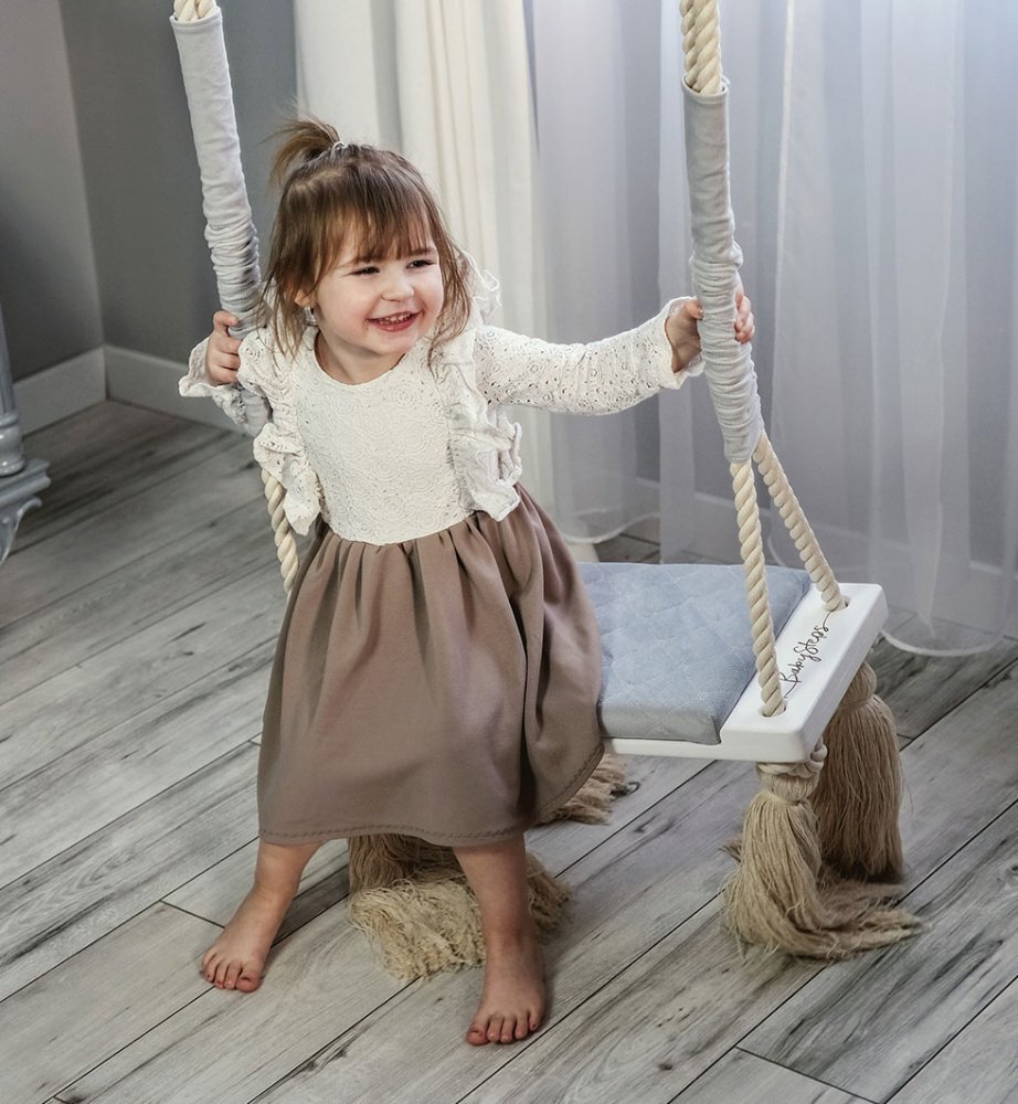 BabySteps Leagan din lemn si spuma by pentru copii WoodSwing catifea Velvet Bej
