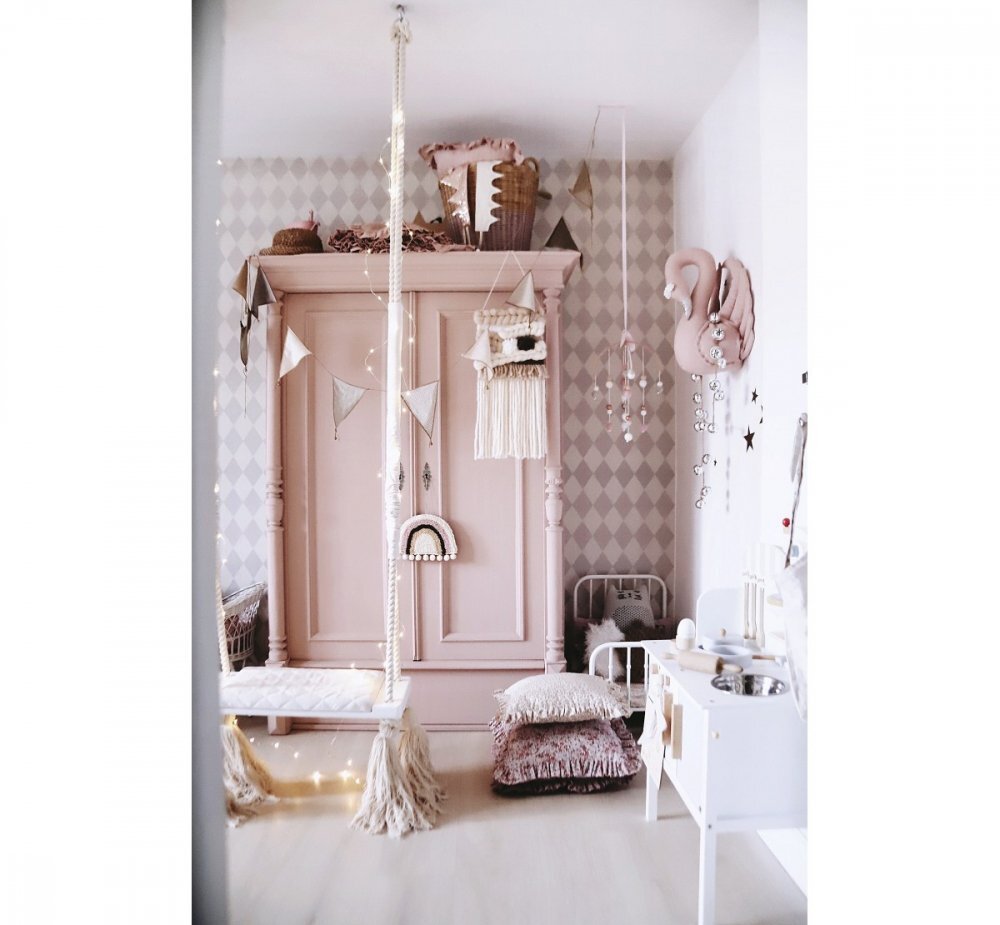 BabySteps Leagan din lemn si spuma by pentru copii WoodSwing catifea Velvet Ecri