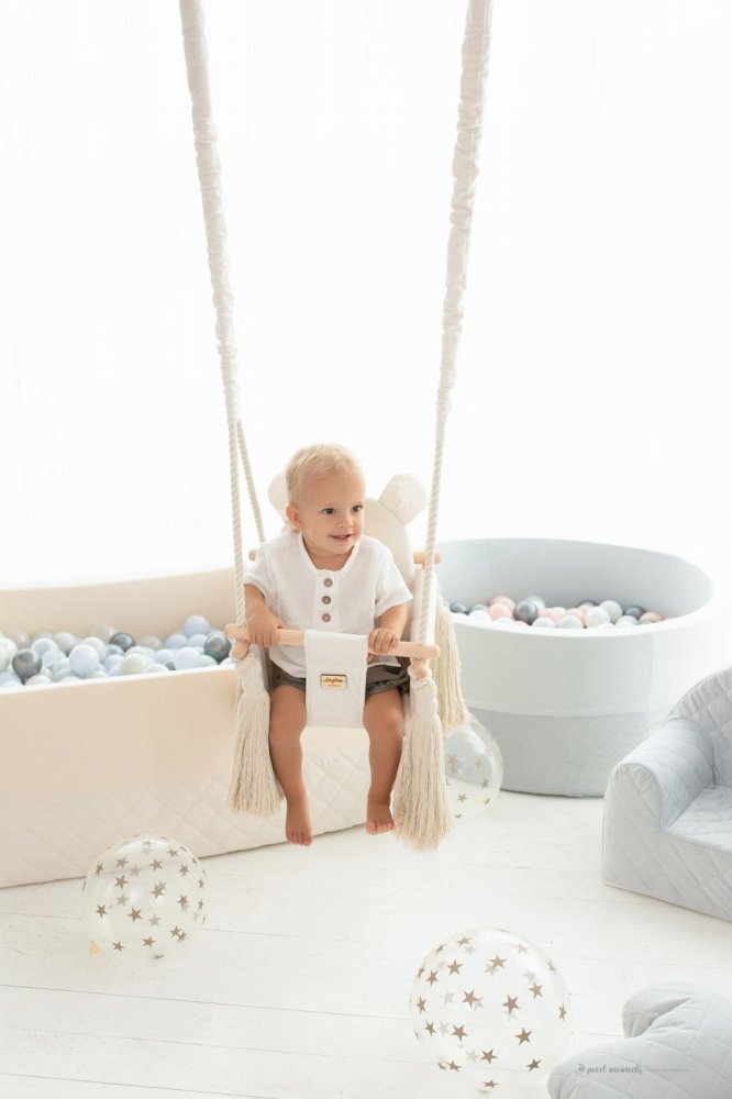 BabySteps Leagan pentru copii si bebelusi Catifea Velvet perna detasabila ursulet Teddy Bej