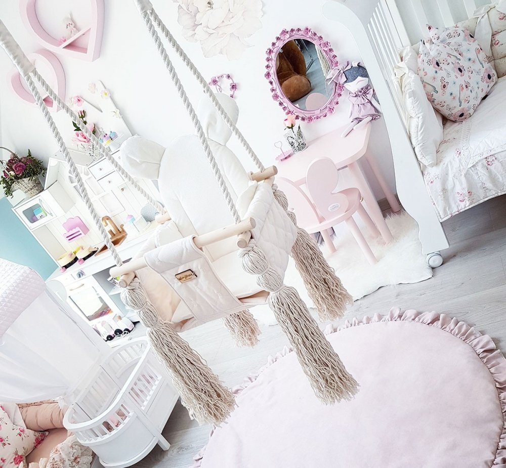 BabySteps Leagan pentru copii si bebelusi Catifea Velvet perna detasabila ursulet Teddy Ecri