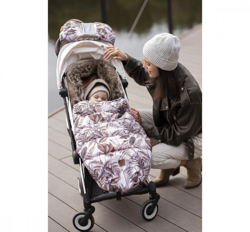 BabySteps Manusi calduroase impermeabile pentru carucior universal cu inchidere prin capse Sepia Rose