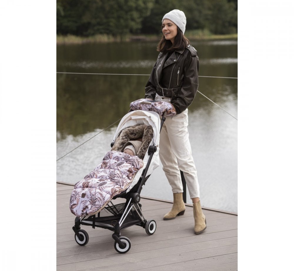 BabySteps Manusi calduroase impermeabile pentru carucior universal cu inchidere prin capse Sepia Rose