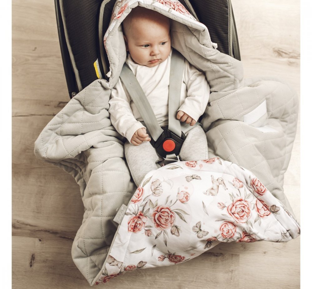 BabySteps Paturica universala pentru scoica auto din bumbac + catifea Boho bej