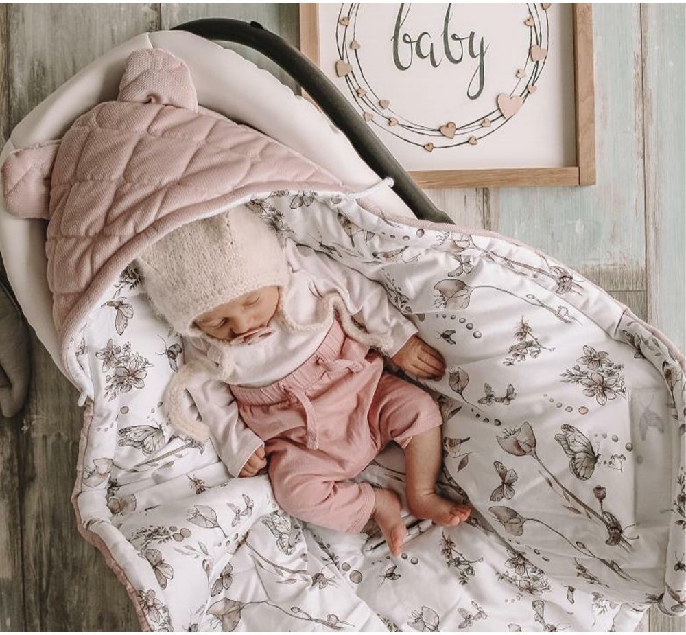 BabySteps Paturica universala pentru scoica auto din bumbac + catifea Boho bej