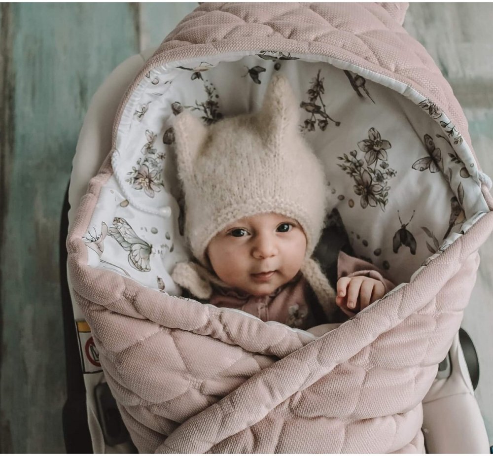 BabySteps Paturica universala pentru scoica auto din bumbac + catifea Boho bej