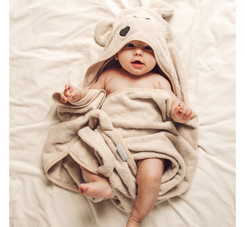 BabySteps Prosop cu gluga pentru bebelusi si copii din fibra de bambus S 85x90cm Teddy Beige