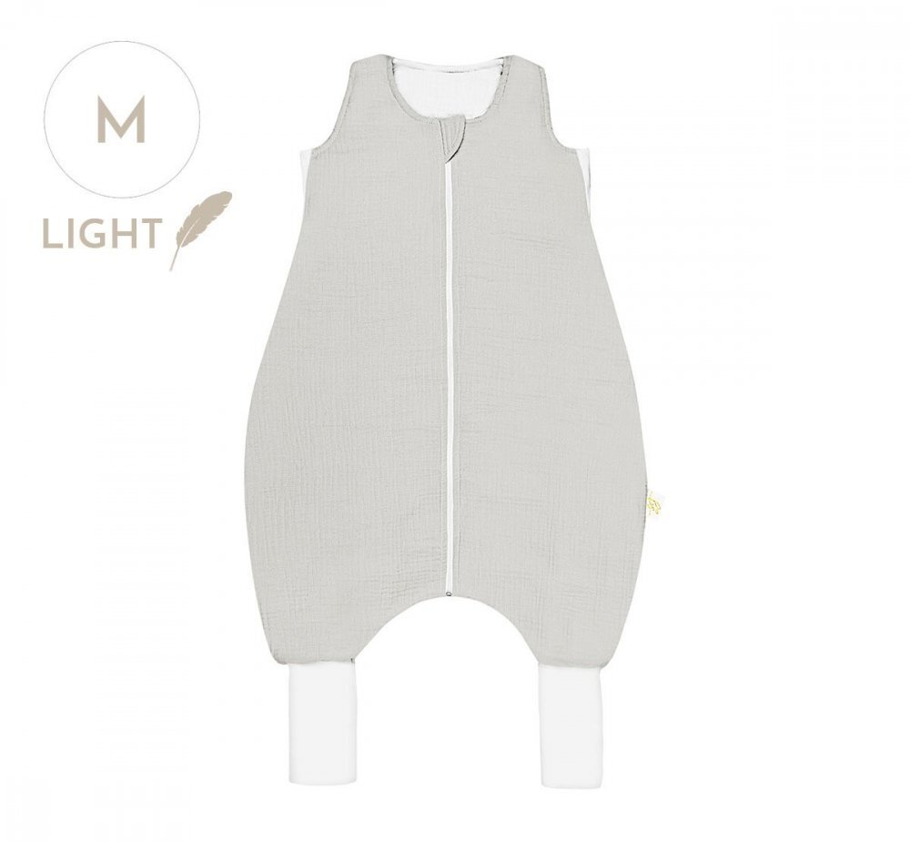 BabySteps Sac de dormit cu picioare bumbac muselina 0.5 Tog Glacier Gri M 36 luni