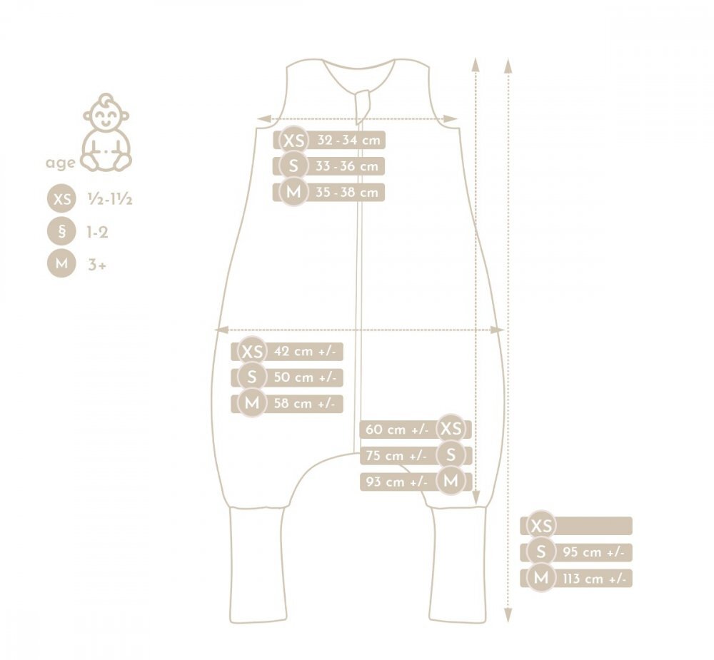 BabySteps Sac de dormit cu picioare bumbac muselina 1 Tog Light Boho S 1-3 ani