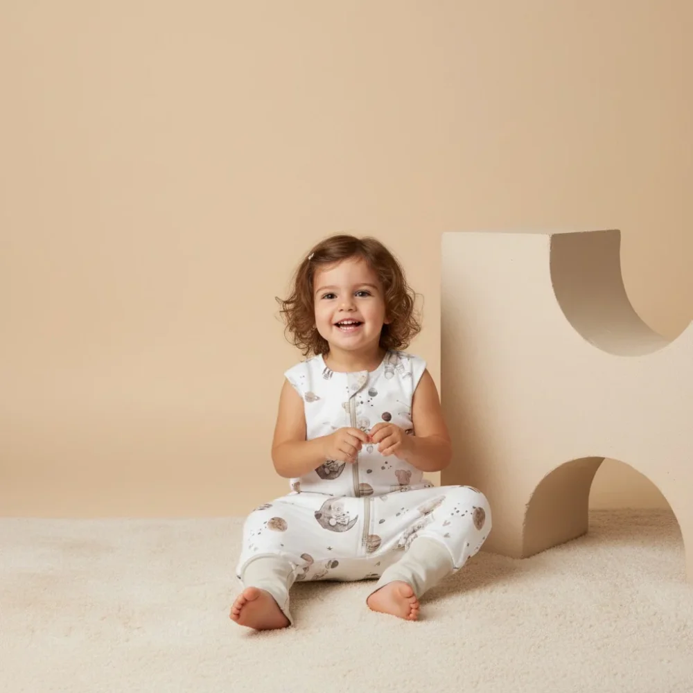 BabySteps Sac de dormit cu picioare Teddy white din bumbac 1 Tog 6-12 luni