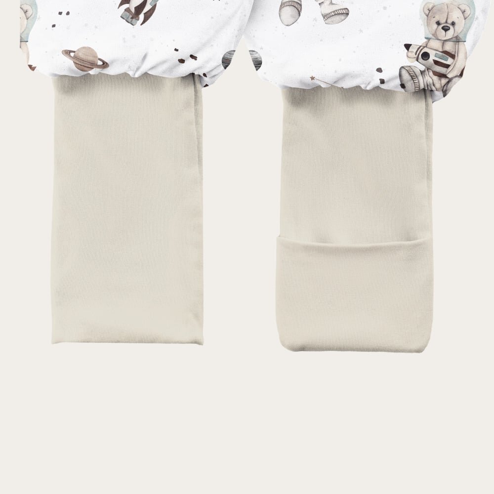BabySteps Sac de dormit cu picioare Teddy white din bumbac 1 Tog 6-12 luni