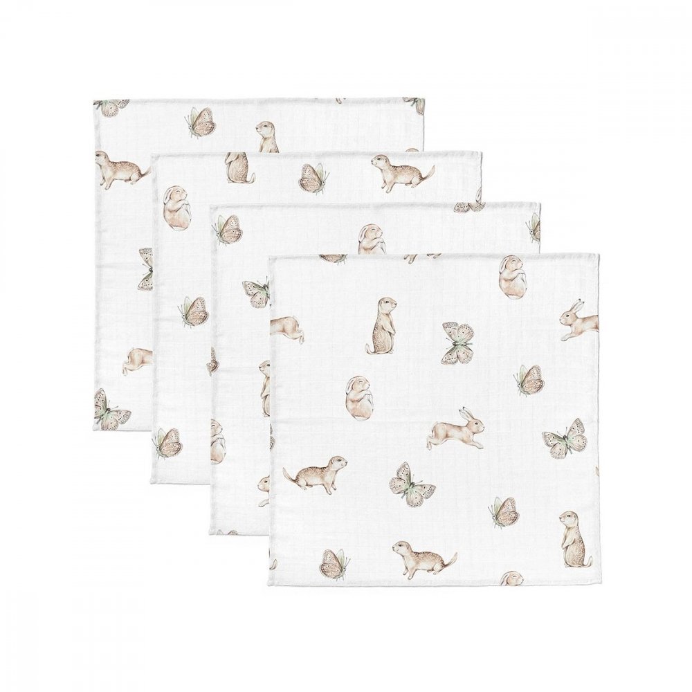 BabySteps Set 4 museline din bumbac si bambus Dreamland 30 x 30 cm