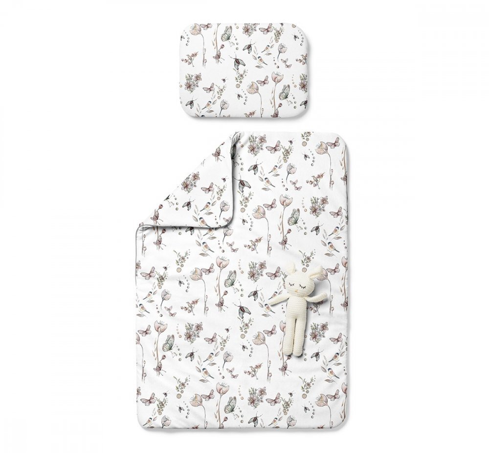 BabySteps Set pilota 135x100 cm si perna 40x60 cm pentru copii bumbac premium si umplutura hipoalergenica BabySoft fata dubla Natura
