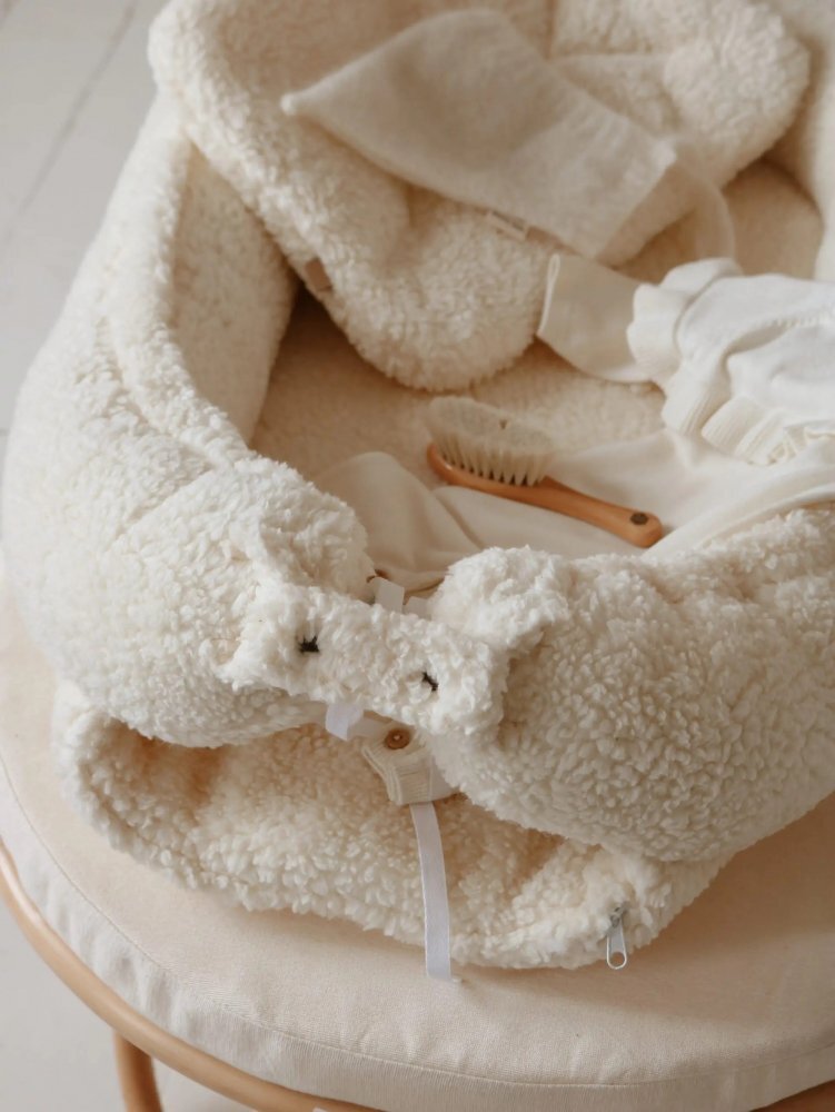 BabySteps Suport de dormit babynest Premium din tesatura bucle Crem Teddy by BabyLy 80x50 cm