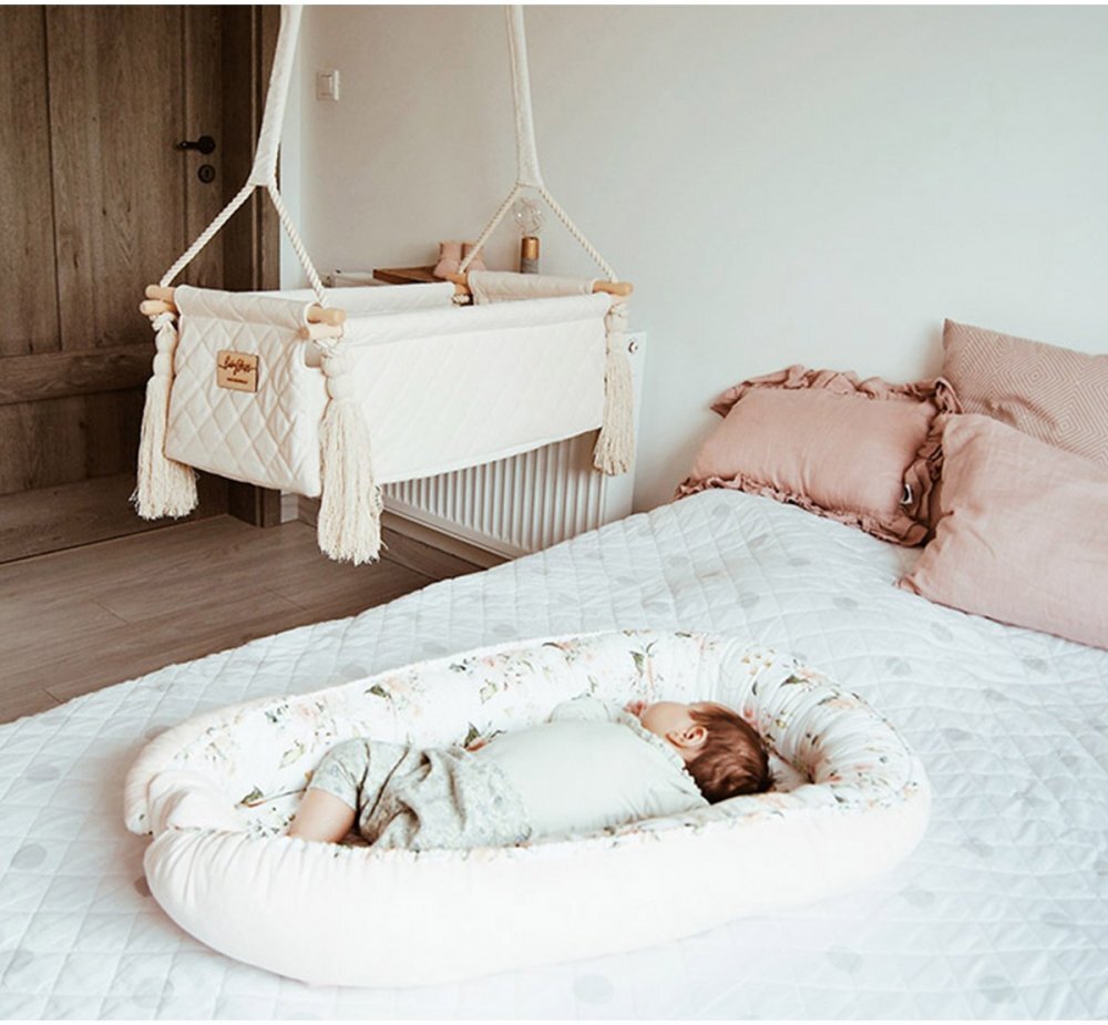 BabySteps Suport de dormit by Babynest Premium bumbac si catifea 70x35 cm Nature Soft Grey