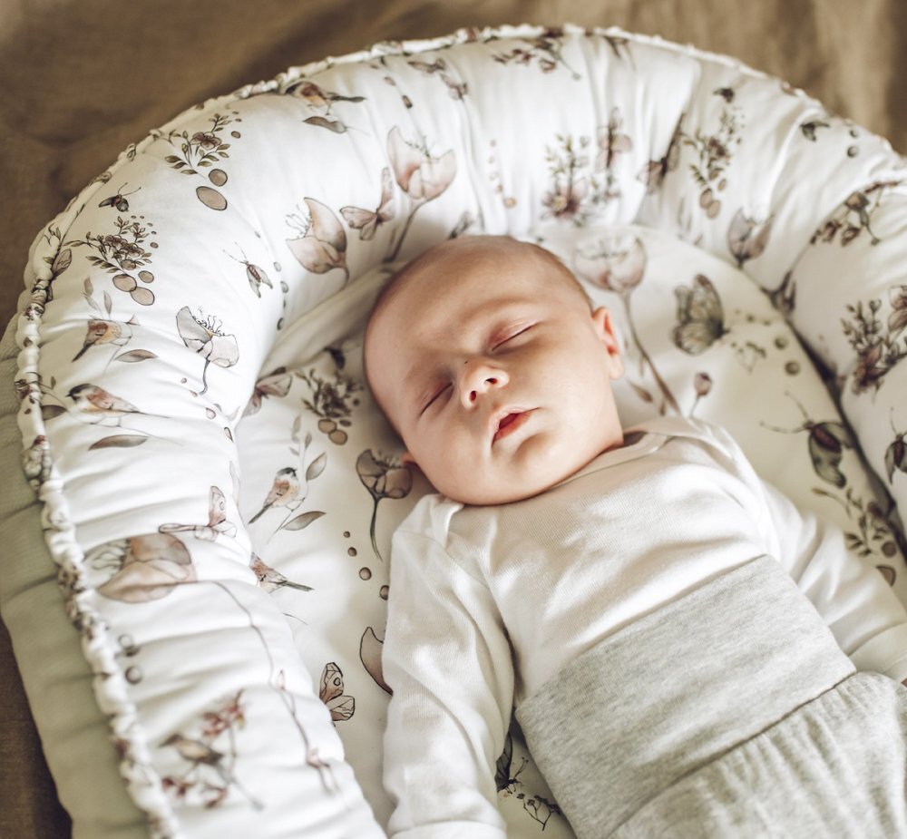 BabySteps Suport de dormit by Babynest Premium bumbac si catifea Goose Family Vintage Beige 89x56 cm
