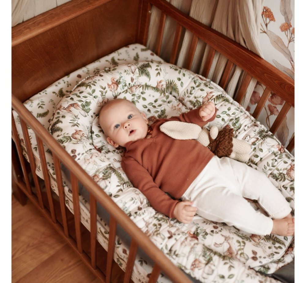 BabySteps Suport de dormit by Babynest Premium bumbac si catifea Goose Family Vintage Beige 89x56 cm