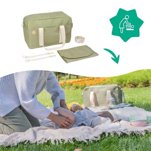 BADABULLE Geanta pentru scutece tip bowling Olive