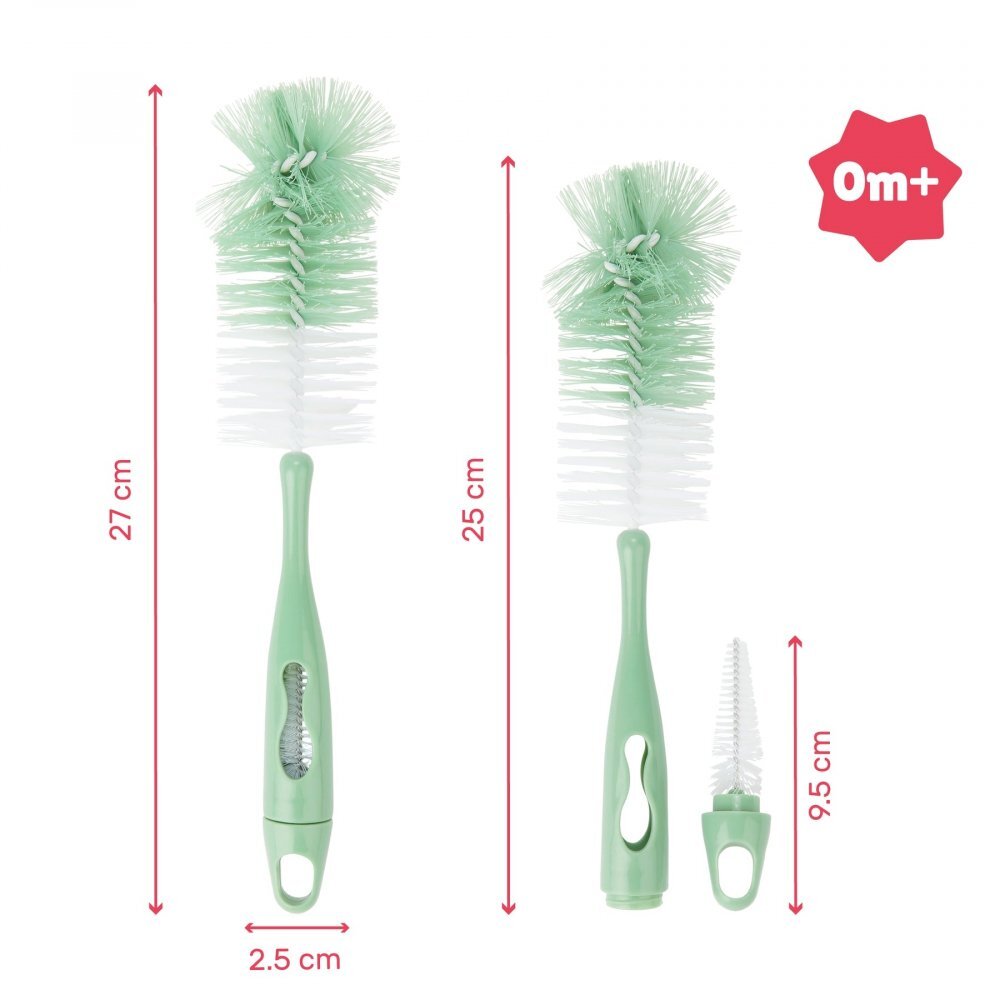 BADABULLE Perie de biberoane 2 in 1 verde