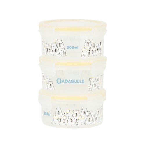BADABULLE Set 3 boluri ermetice Maxi 300 ml pentru pastrarea hranei