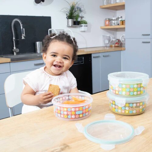 BADABULLE Set 3 boluri ermetice Maxi 300 ml pentru pastrarea hranei
