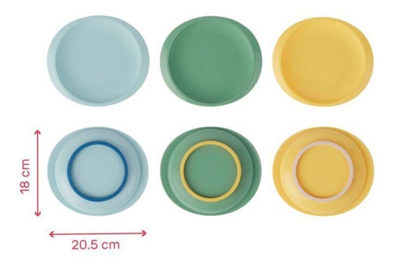 BADABULLE Set 3 farfurii anti-alunecare