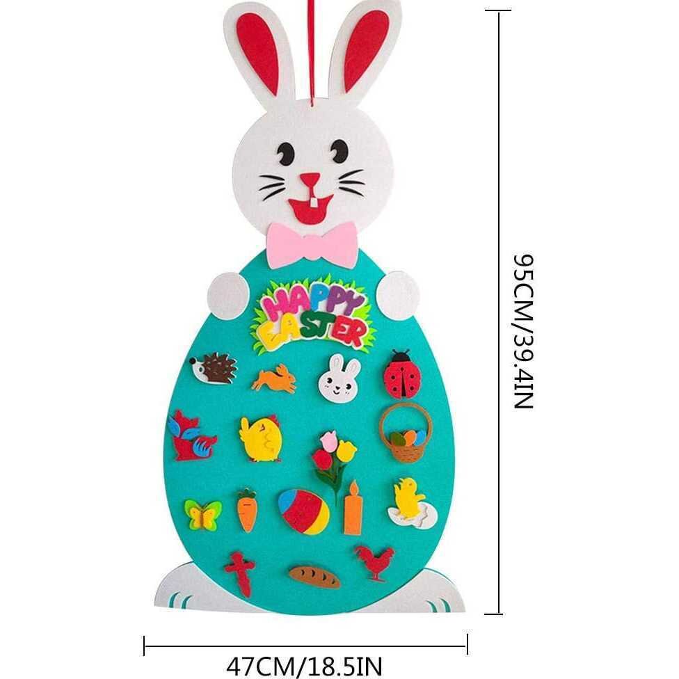Bambinice Iepuras din fetru cu 19 decoratiuni 95x47 cm BN049